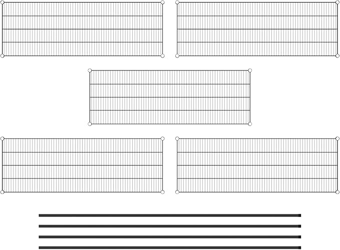 Commercial NSF Listed Black Epoxy Stationary Wire Shelving Kit 21" x 60" x 96", with 5 Shelves Perfect for Warehouse, Walk-in Refrigerator, Freezer, Grocery Store, Restaurant, Dishroom