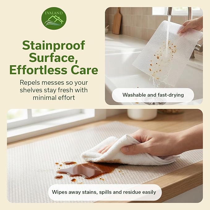 EVALAND Shelf Liners for Kitchen Cabinets Non-Adhesive 23.6" x 20 FT Clear Drawer Liner Non Slip, Washable Cabinet Liner, Waterproof Shelf Liners for Cabinets, Refrigerator Bathroom Pantry Cabinet Mat