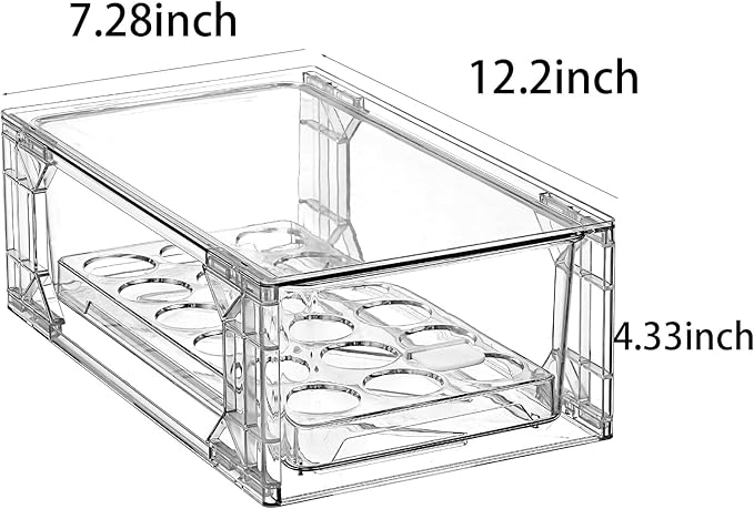 Home Egg Container for Refrigerator Stackable Egg Holder with Lid and Handle,36 Egg Tray，Clear Plastic Egg Storage Organizer for Kitchen, Pantry, Fridge, Space Saving, Pack of 2