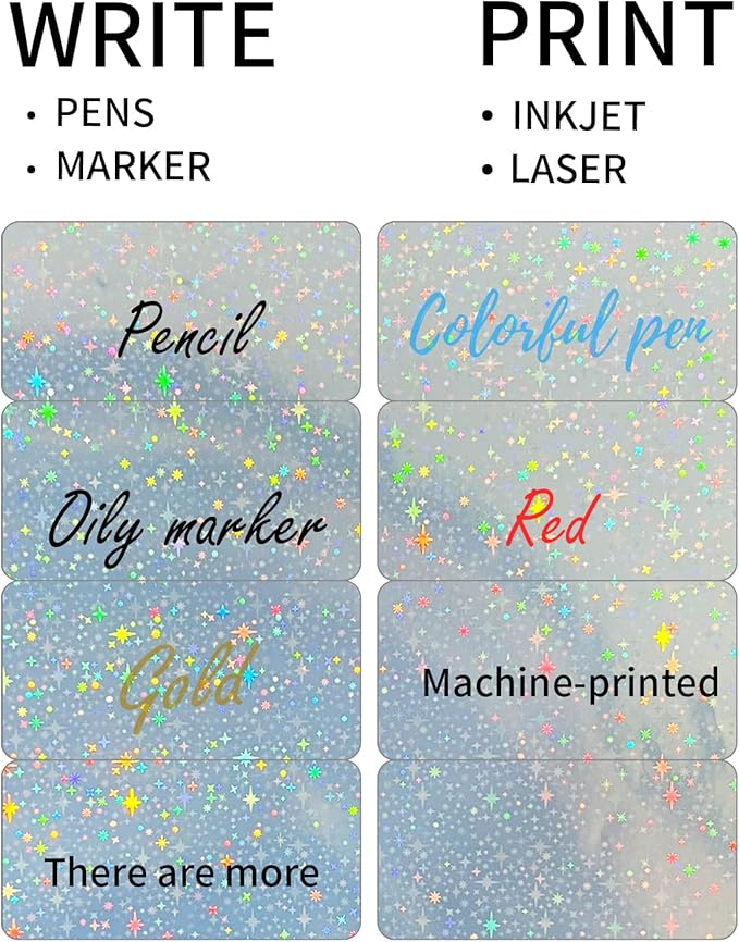 YEGAWEN Shipping Labels Stickers, 2"×4" Printable Holographic Mailing Labels for Laser/Inkjet Printing- Matte Holographic Star- 8.5"×11"- 20 Sheet