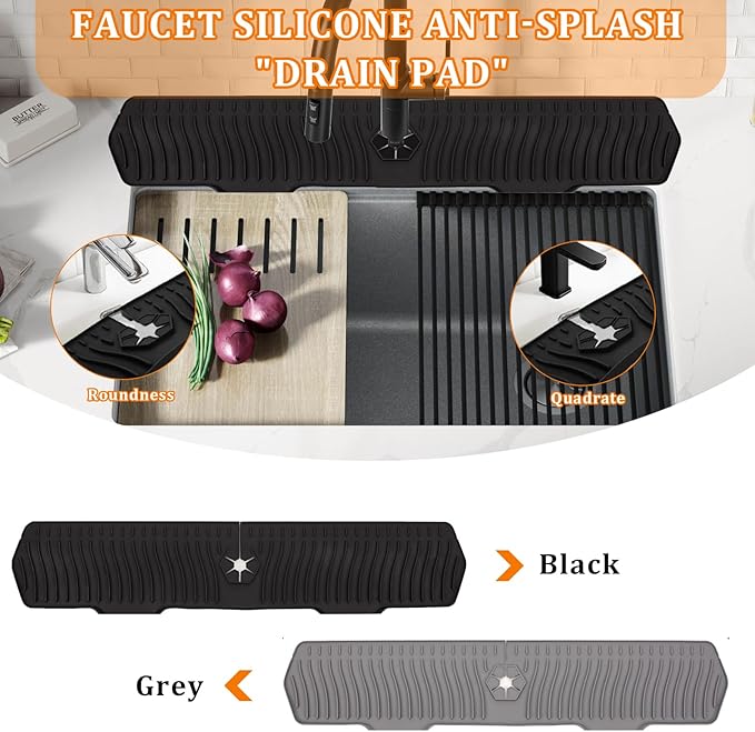 XAUXAGL 30 Inch Sink Splash Guard,Longer Silicone Sink Mat for Kitchen Bathroom,Kitchen Faucet,Silicone Sink Faucet Mat Splash Guard, Drip Protector Splash Countertop (Black)
