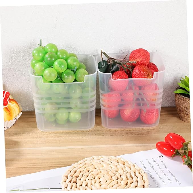 2pcs Translucent Refrigerator Storage Bins Hanging Organizer Boxes for Fridge Door Expandable Vertical Storage for Fruits Vegetables and Drinks Safe Rounded Corners Design