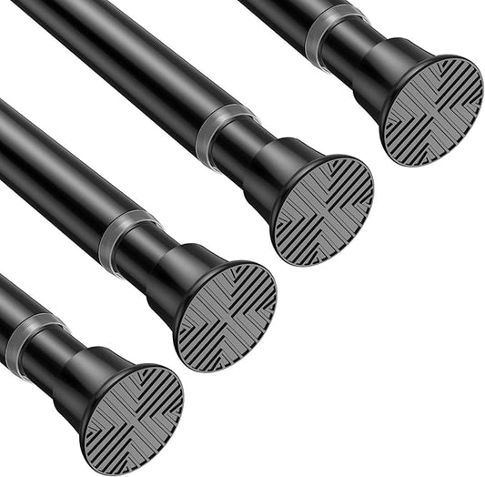 4Pack Spring Tension Curtain Rods 18 to 36 Inch,Black Small Tension Rod,Spring Curtain Rod No Drilling,Adjustable Short Curtain Rods for Window,Kitchen,Closet,Doorway