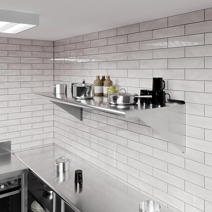 AmGood 60" Long X 24" Deep Stainless Steel Wall Shelf | NSF Certified | Appliance & Equipment Metal Shelving | Kitchen, Restaurant, Garage, Laundry, Utility Room