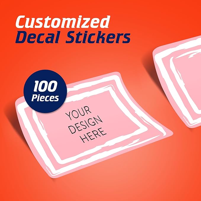 100 Custom Vinyl Stickers - Upload Your own Image, Text, Design, Logo - Personalized Logo Labels for Handmade, Packaging, Bottle, Jars, Candle, Brand Stickers (Pink, 6x4)