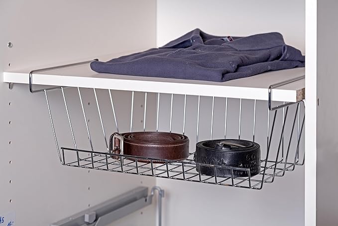 LTL Home Products More Inside Hanging Under Shelf Storage Basket, Small, Chrome