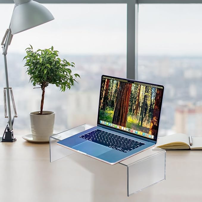Azar Displays 515338-1PK Acrylic Laptop Stand, Computer Riser for Desk, Monitor Stand, Closet Organizer for Clothes & Shoes, Cabinet Display for Accessories and Décor (3/16" thick acrylic) 15"x7.75 x 4.5