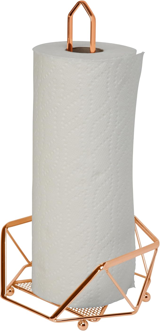 Kitchen Details Geode Paper Towel Holder | Countertop | Free Standing | Holds 1 Large Roll | Rust Resistant | Decorative | Copper