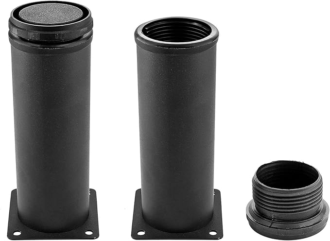 Set of 4 Stainless Steel Furniture Legs 6 Inch, Adjustable Round Cabinet Legs 2" Dia Kitchen Feet, Metal Replacement Legs for Cabinet Sofa Couch Shelves Table (Black)