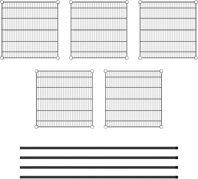 Commercial NSF Listed Black Epoxy Stationary Wire Shelving Kit 24" x 24" x 64", with 5 Shelves Perfect for Warehouse, Walk-in Refrigerator, Freezer, Grocery Store, Restaurant, Dishroom
