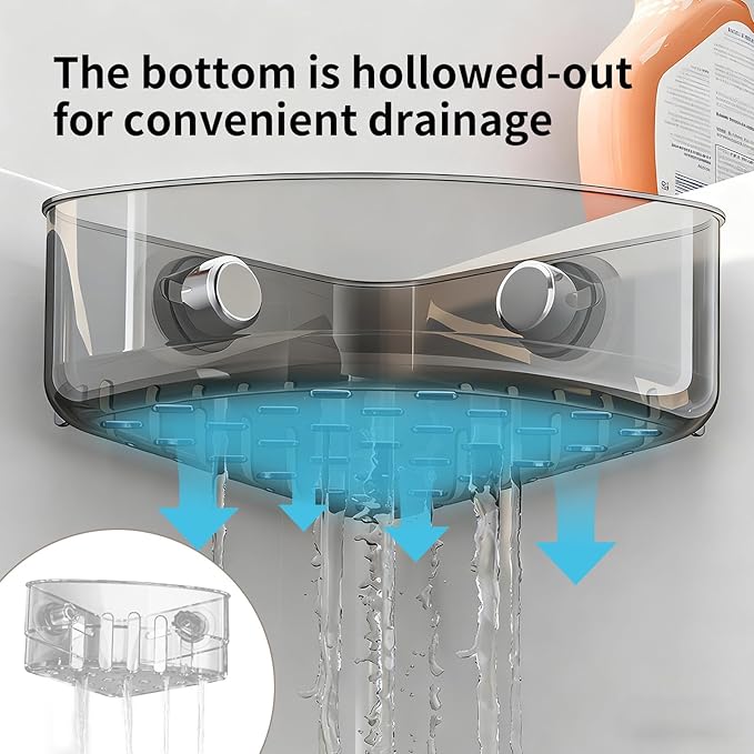 2PCS Sink Organizer Rack,2 Size Suction Sinkware Organizer,Triangle Sink Strainer Basket with Drain Hole, Corner Sink Trash Catcher for Kitchen for Sponges, Scrubbers Sink Corner Drain Box