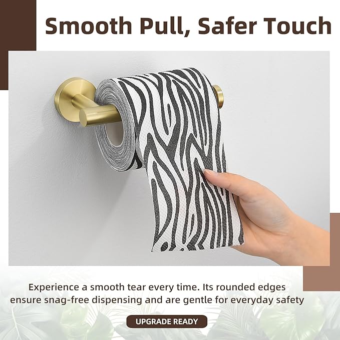 APLusee Toilet Paper Holder Brushed Gold, 304 Stainless Steel Heavy-Duty Tissue Holder for Bathroom Powder Room, Wall Mounted