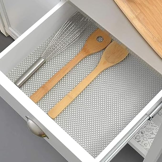 Drawer and Shelf Liner - Non Adhesive, Non Slip, Durable Grip for Shelves, Cabinets, Kitchen Tableware