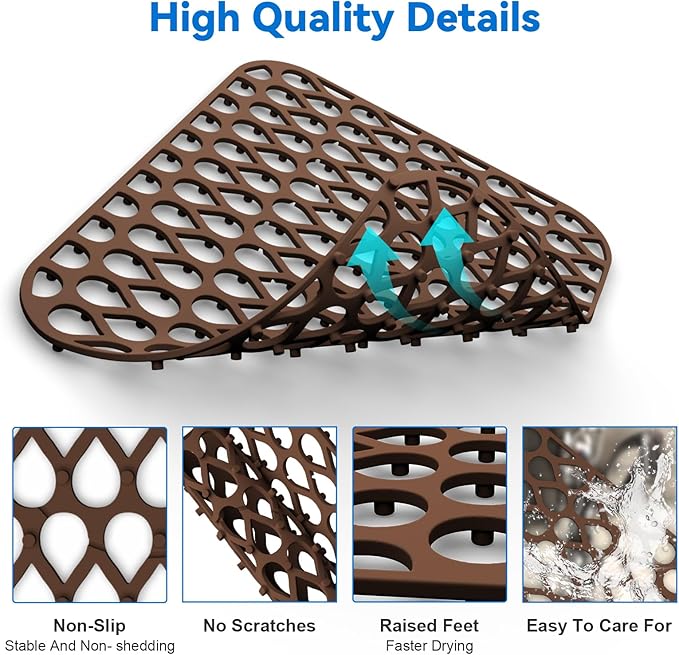Sink Protectors for Kitchen Sink,TOOVEM 13.6"x11.6" Kitchen Sink Mats Large Silicone Sink Mats Grid for Bottom of Farmhouse Heat Resistant Silicone Coffee 1PCS