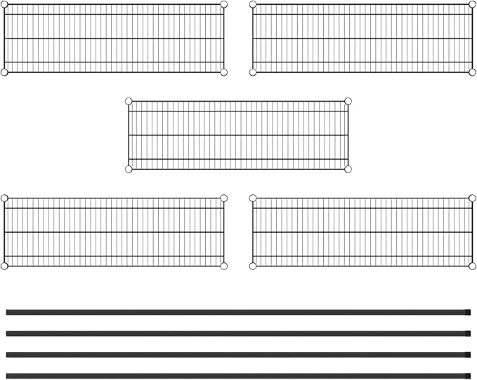 Commercial NSF Listed Black Epoxy Stationary Wire Shelving Kit 14" x 42" x 86", with 5 Shelves Perfect for Warehouse, Walk-in Refrigerator, Freezer, Grocery Store, Restaurant, Dishroom