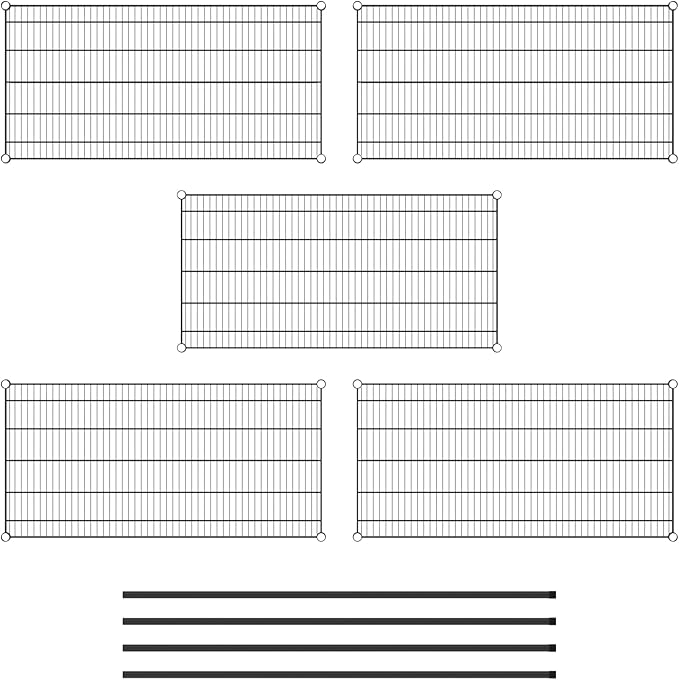 Commercial NSF Listed Black Epoxy Stationary Wire Shelving Kit 24" x 48" x 64", with 5 Shelves Perfect for Warehouse, Walk-in Refrigerator, Freezer, Grocery Store, Restaurant, Dishroom