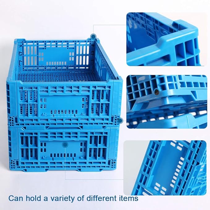 QTJH Collapsible Storage Bin Containe， 52 Liter Transfer box,crate Transit storage of various items (23.6" L x 15.7" W x 8.6" H-two)