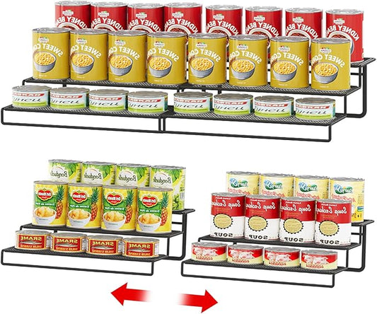 Expandable Can Organizer for Pantry,3-Tier Adjustable Can Organizers and Storage Holds Up to 24 Cans,Can Storage Rack for Pantry,Kitchen,Cabinet