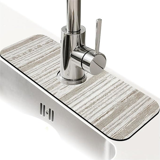 Kitchen Sink Splash Guard，Bohemian stripes Faucet Mat Sink Gadgets-Super Absorbent Fast Drying Mat Drip Catcher for Kitchen, Bathroom,Sink Mat, Dish Drying Mat, Bathroom(15" X 5.5" )