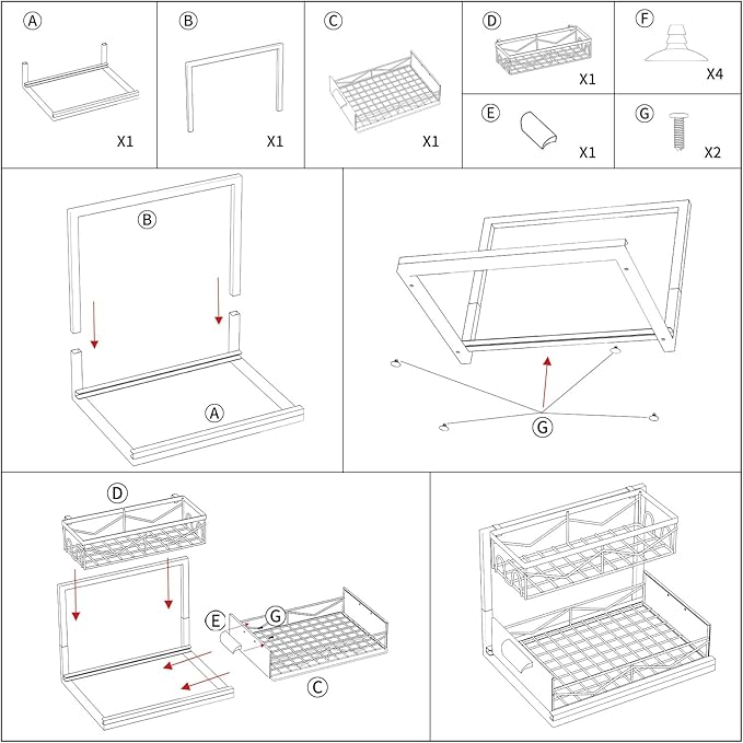 CHIKESI Under Sink Organizer - 2 Tier Pull Out Cabinet Organizer with Sliding Drawers, Adjustable Metal Storage Shelf for Kitchen & Bathroom, Space Saving Storage Solution (White, 1-Pack)