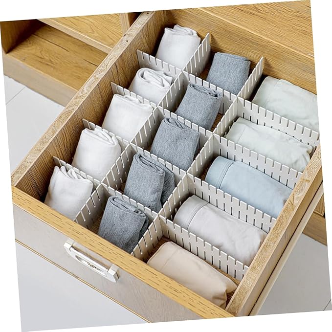VILLCASE 12pcs Adjustable Plastic Drawer Dividers for Organizing Freely Compartments for Socks Underwear and Towels