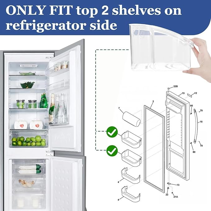 241808205 Door Bin - for Frigidaire Refrigerator Door shelves - Fridge door condiments beverages organizer - Refrigerator door Shelf replacement - Fridge plastic shelves Bin - W 15-3/8 in