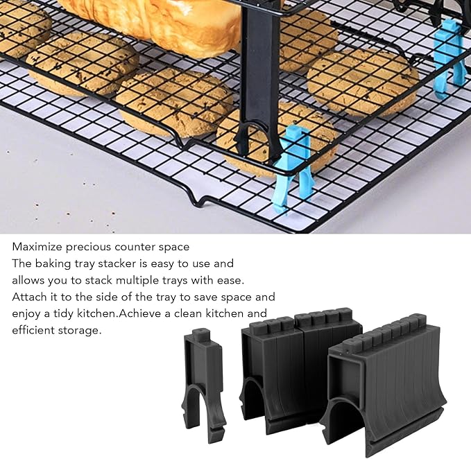 Baking Tray, Sturdy Reusable Plastic Space Saving for Multiple Trays Easy Storage and Cooling, Cooling Rack with Baking Sheet Dividers for Vertical (Short Version)
