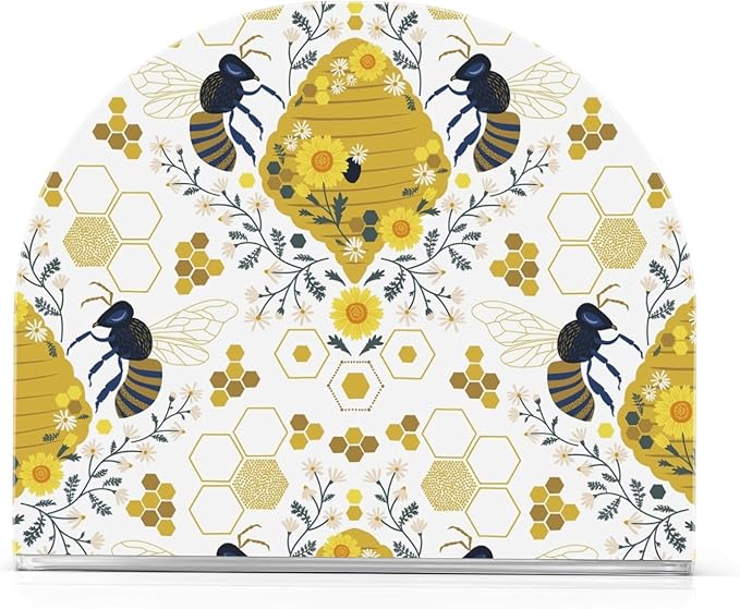 Bee Hive Honeycomb Daisy Flower Napkin Holder for Table Paper Napkins Holder Acrylic Tissue Dispenser Kitchen Dining Room Bathroom Party Car Decor