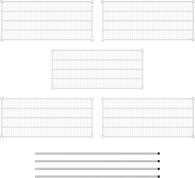 Commercial NSF Listed Chrome Stationary Wire Shelving Kit 21" x 48" x 64", with 5 Shelves Perfect for Warehouse, Walk-in Refrigerator, Freezer, Grocery Store, Restaurant, Dishroom