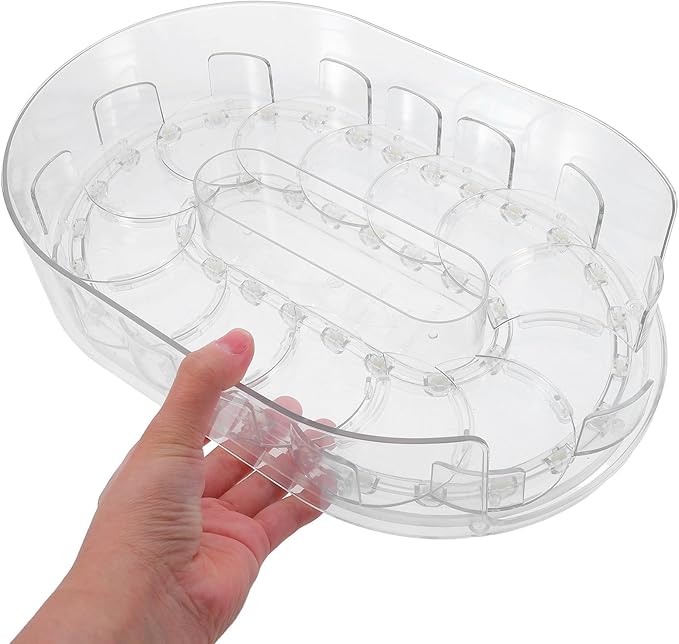 Rotating Fridge Organizer Turntable Tray Kitchen Pantry Spice Rack Non-Skid Condiment Storage for Refrigerator and Countertop