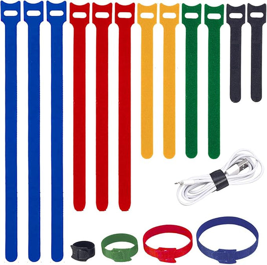 MVYC 200PCS Reusable Cable Ties Wire Ties Cord Organizer Cable Organizer Adjustable Cable Management 4+6+8+10 inch 5 Colors