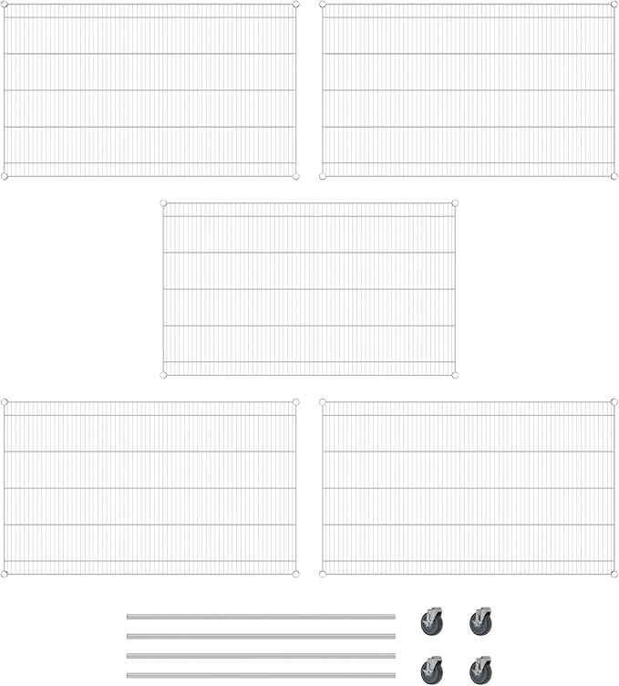 Commercial NSF Listed Chrome Mobile Wire Shelving Kit 36" x 60" x 60", with 5 Shelves Perfect for Warehouse, Walk-in Refrigerator, Freezer, Grocery Store, Restaurant, Dishroom