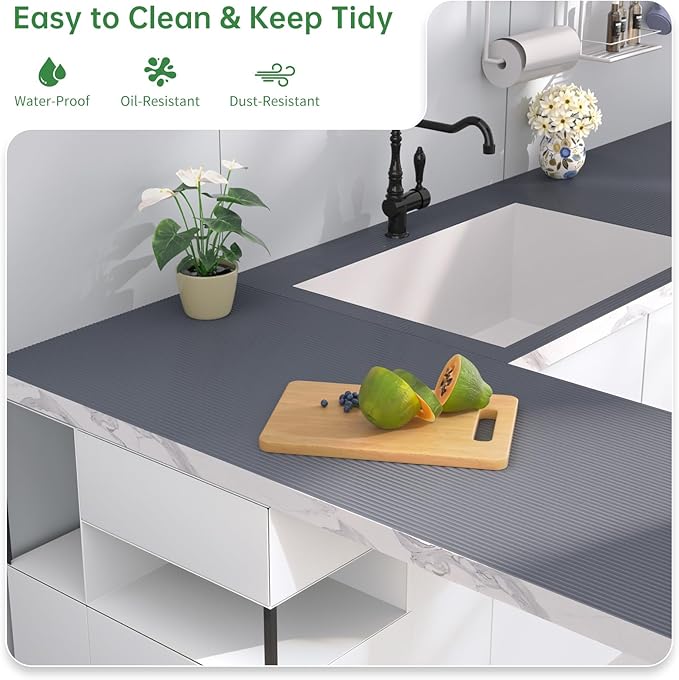 Shelf and Drawer Liner for Kitchen Cabinet, Non-Adhesive 24in x 360in Waterproof Durable Thickened EVA Material Easy-to-Cut Contact Paper Non Slip Mat for Refrigerator, Cupboard, Dresser