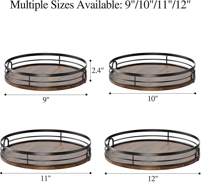 LAMU 9'' Lazy Susan Turntable Organizer for Cabinet, Round Wood Lazy Susan for Table Top, Kitchen, Countertop, Pantry, Spice, Bathroom Vanity, Coffee, Decor