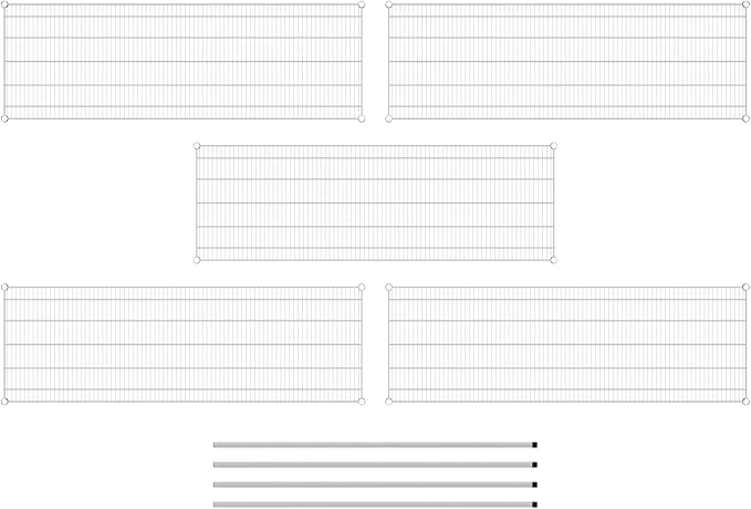 Commercial NSF Listed Chrome Stationary Wire Shelving Kit 24" x 72" x 64", with 5 Shelves Perfect for Warehouse, Walk-in Refrigerator, Freezer, Grocery Store, Restaurant, Dishroom