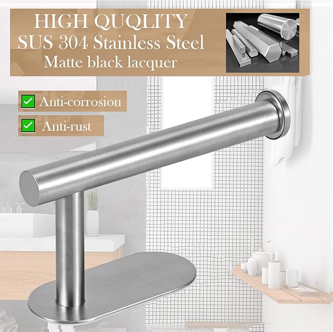 Toilet Paper Holder - Self Adhesive Toilet Paper Holder Wall Mount for Bathroom, SUS 304 Stainless Steel Command Strip Toilet Paper Roll Holder Stick On Wall, No Drilling - Brushed Nickel