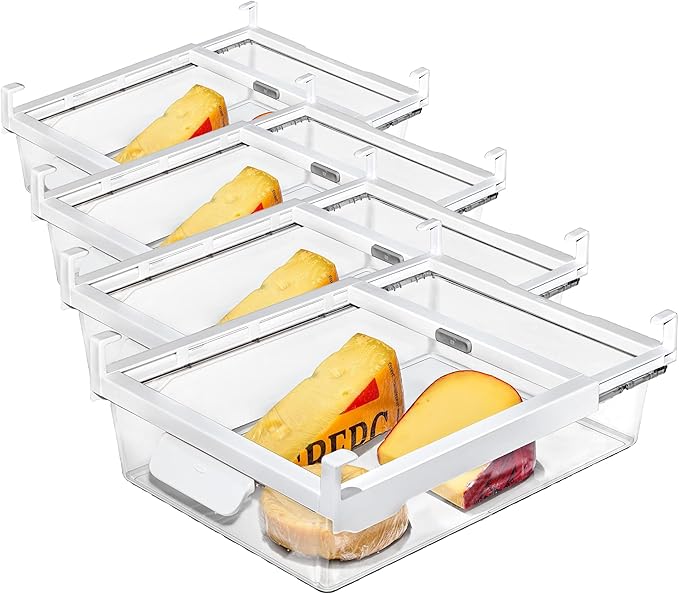 OXO Good Grips Fridge Undershelf Drawer 14 in - for Deli Meat, Cheese, Produce and More (Pack of 4)