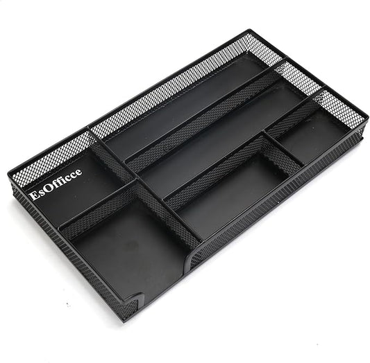 Drawer Organizer, Desk Organizer, Black Metal Mesh Drawer, Desk Drawer Organizer for Home Office and School,11.02X 6.10 X 1.38 Inch,Black