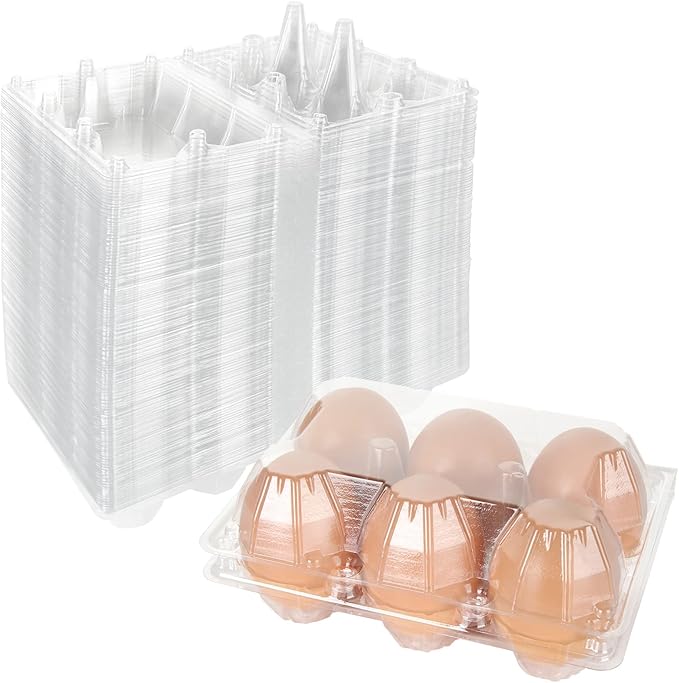 DIRBUY 100PCS Plastic Egg Cartons Bulk 2x3 Egg Holders Style Holds 6 Eggs - Half Dozen Storage Perfect for Family Pasture, Groceries Chicken Farm, Refrigerator Storage