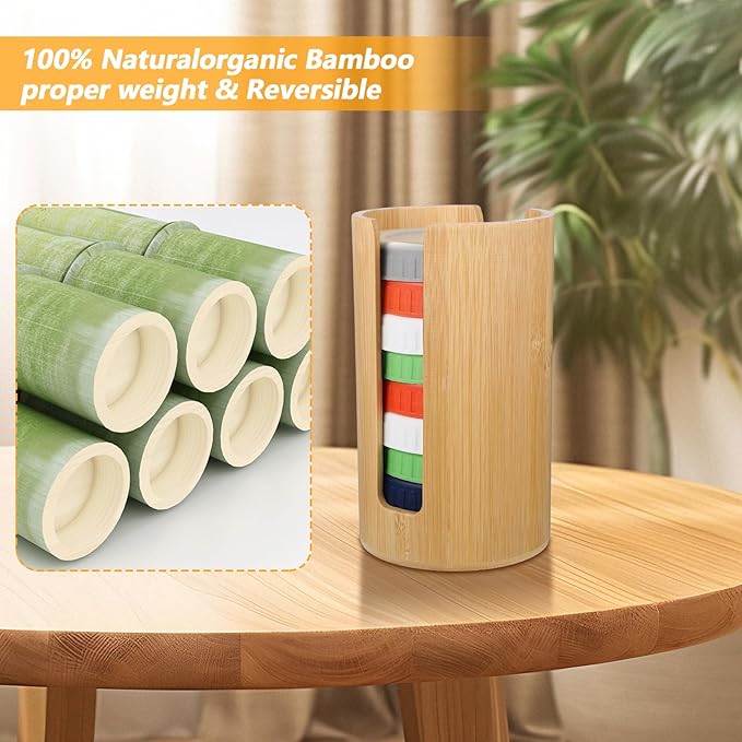 2 PCS Mason Jar Lid Organizer Vertical Bamboo Storage Cup Lid Holder Mason Jar Accessories Suitable for Canning Bamboo Lids for Home Kitchen