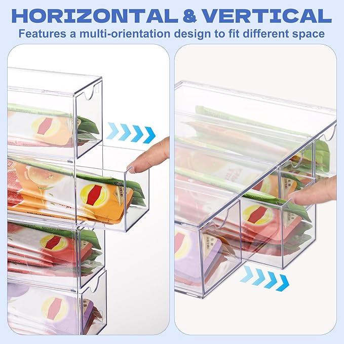 8 Drawers Drink Packet Organizer Drink Mix Holder Water Packet Organizer, Stackable Acrylic Water Flavor Packets Container for for Kitchen Countertop Pantry Cabinet