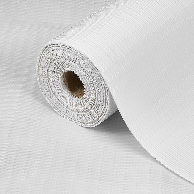 Drawer Shelf Liner for Kitchen Cabinets Non-Adhesive, Non Slip Shelf Paper Waterproof Thickened Cabinet Liners for Shelves, Strong Grip Mats for Cupboard, Dresser, Pantry, White, 17.5 in x 30 FT