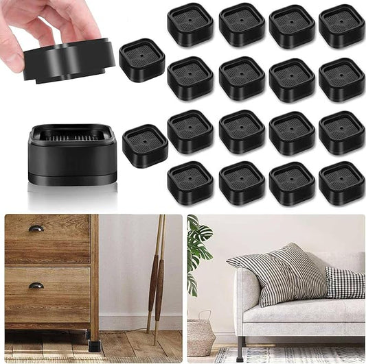 18 Pack Furniture Risers 1, 2 or 3 Inch, Adjustable Bed Risers Heavy Duty For Table Desk Couch Chair Sofa Cabinet Bed Legs Dorm, Square Stackable Bed Raisers Blocks Lift Height 1", 2" or 3", Black