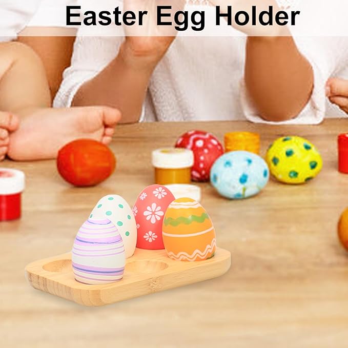 Deviled Egg Platter, Bamboo Wooden Deviled Egg Serving Tray for Kitchen Countertop, Small Boiled Egg Holder with 6 Grid for Fridge, Easter Decorative Egg Stand Plate for Restaurant Tabletop
