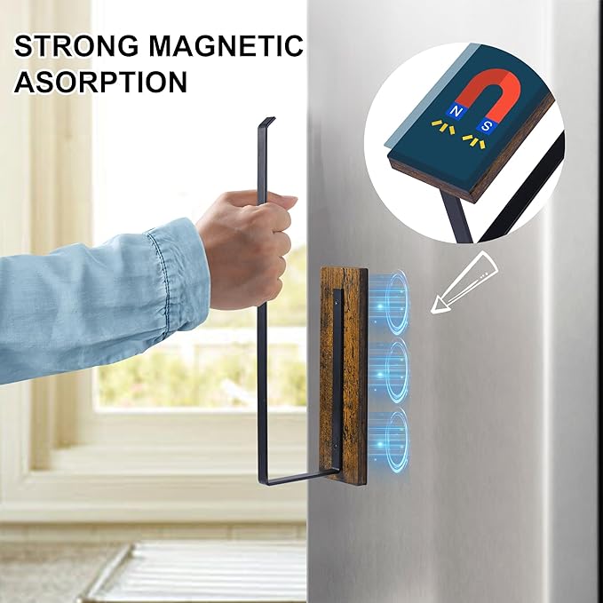 Magnetic Paper Towel Holder,Wood Farmhouse Heavy Duty Strong Magnet Backing for Toolbox,Grill,Microwave,Fridge,Garage - Fit for Large Size of Paper Towel Roll