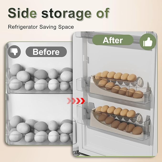 egg holder for fridge-Auto Rolling Fridge Egg Organizer,egg dispenser for refrigerator,Egg preservation rack,Egg Storage Rack for Kitchen,egg container refrigerator (maize-yellow, 2pcs)