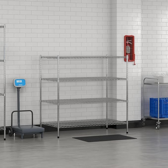 Commercial NSF Listed Chrome Stationary Wire Shelving Kit 30" x 54" x 54", with 4 Shelves Perfect for Warehouse, Walk-in Refrigerator, Freezer, Grocery Store, Restaurant, Dishroom