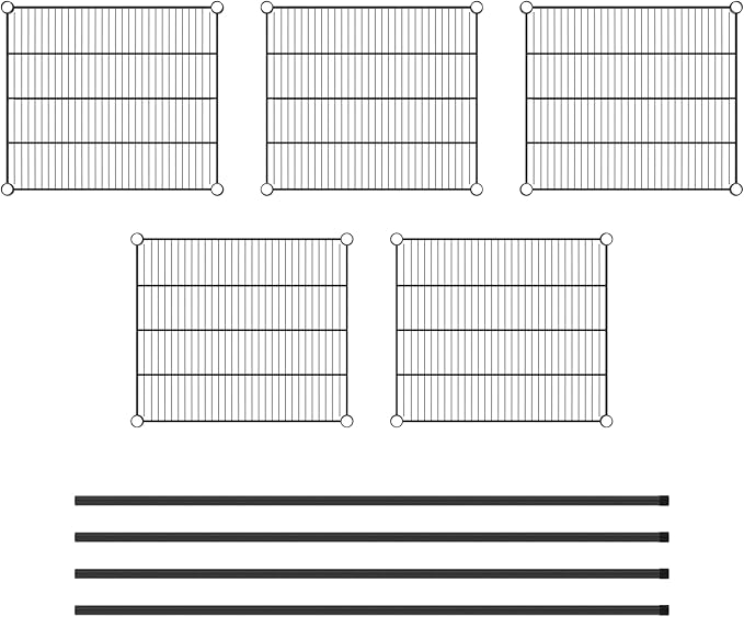 Commercial NSF Listed Black Epoxy Stationary Wire Shelving Kit 21" x 24" x 64", with 5 Shelves Perfect for Warehouse, Walk-in Refrigerator, Freezer, Grocery Store, Restaurant, Dishroom