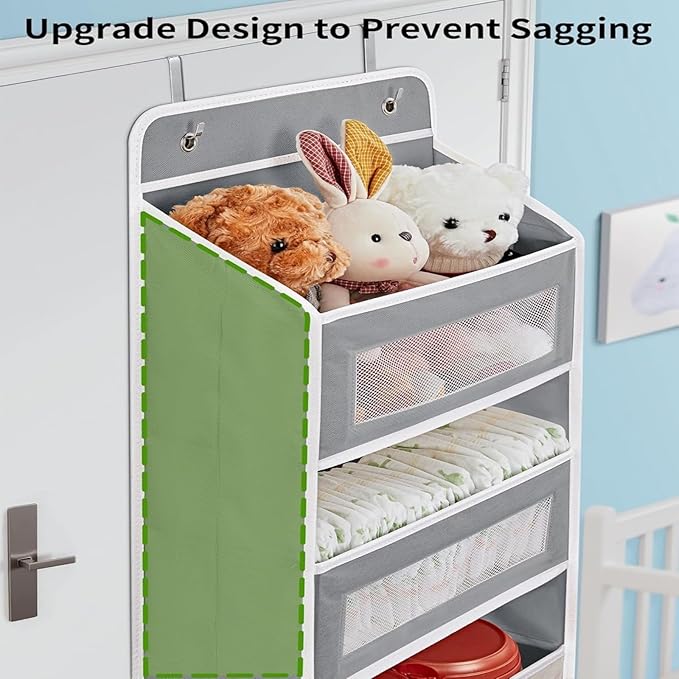 Over The Door Organizer, 5 Shelves Closet Door Hanging Organizer with 10 Mesh Pockets,for Bedroom,Bathroom,Pantry,Nursery (Gray)