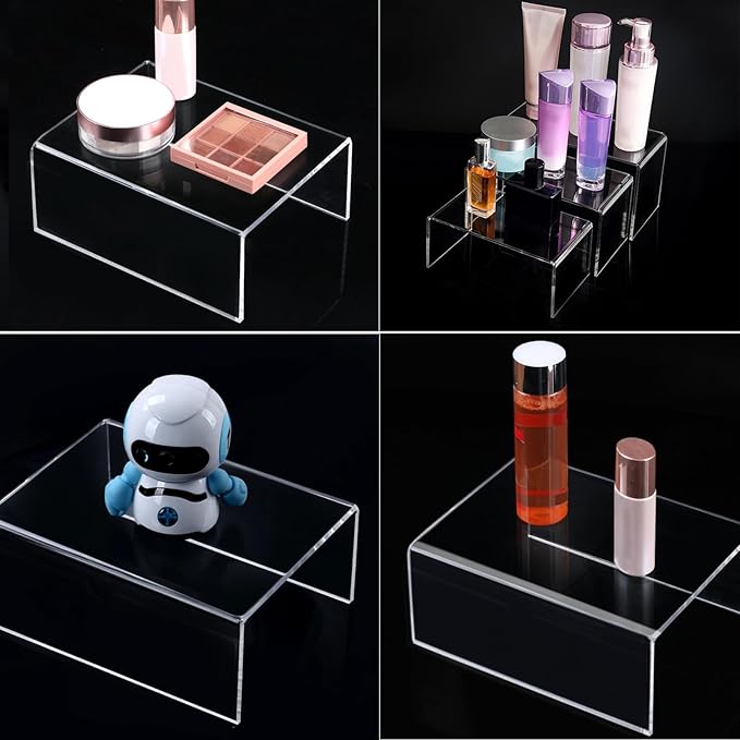 2 Sets Acrylic Display Risers(4",5",6") Product Stand ((4"x5"x6") Clear Risers)